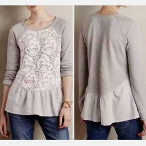 Anthropologie - Grey & White Floral Sweatshirt